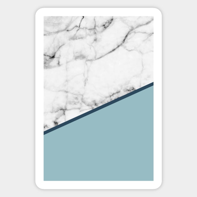 Real White Marble Half Ocean Grey Steel Blue Sticker by fivemmPaper